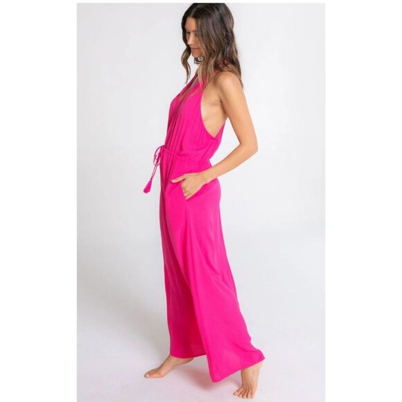 Lovestitch Womens Halter Maxi Dress With Tie Waist & Pockets Teal Large - Picture 5 of 14